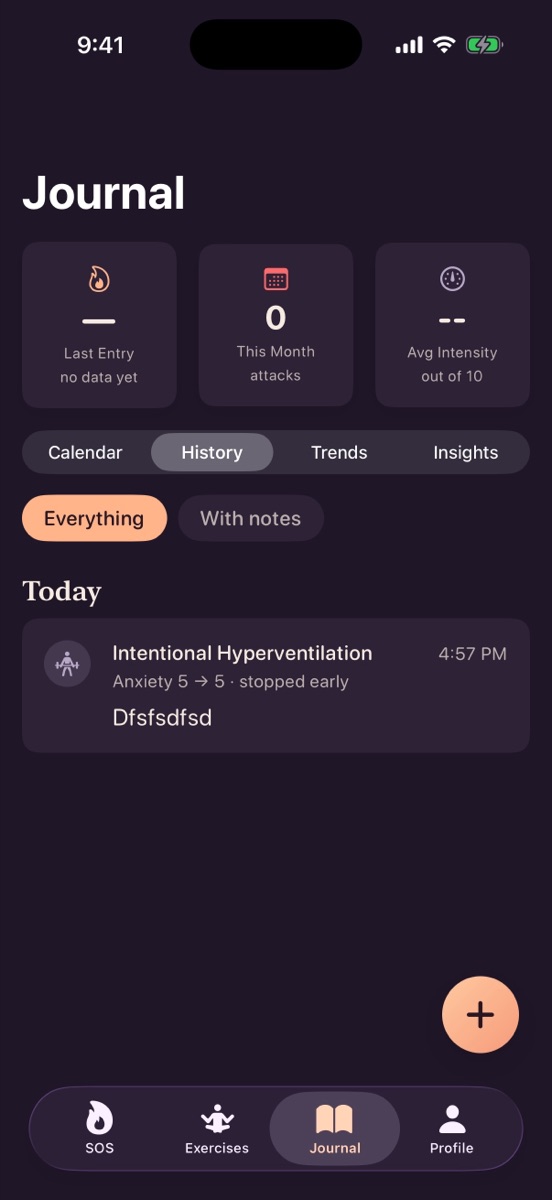Journal history with past entries