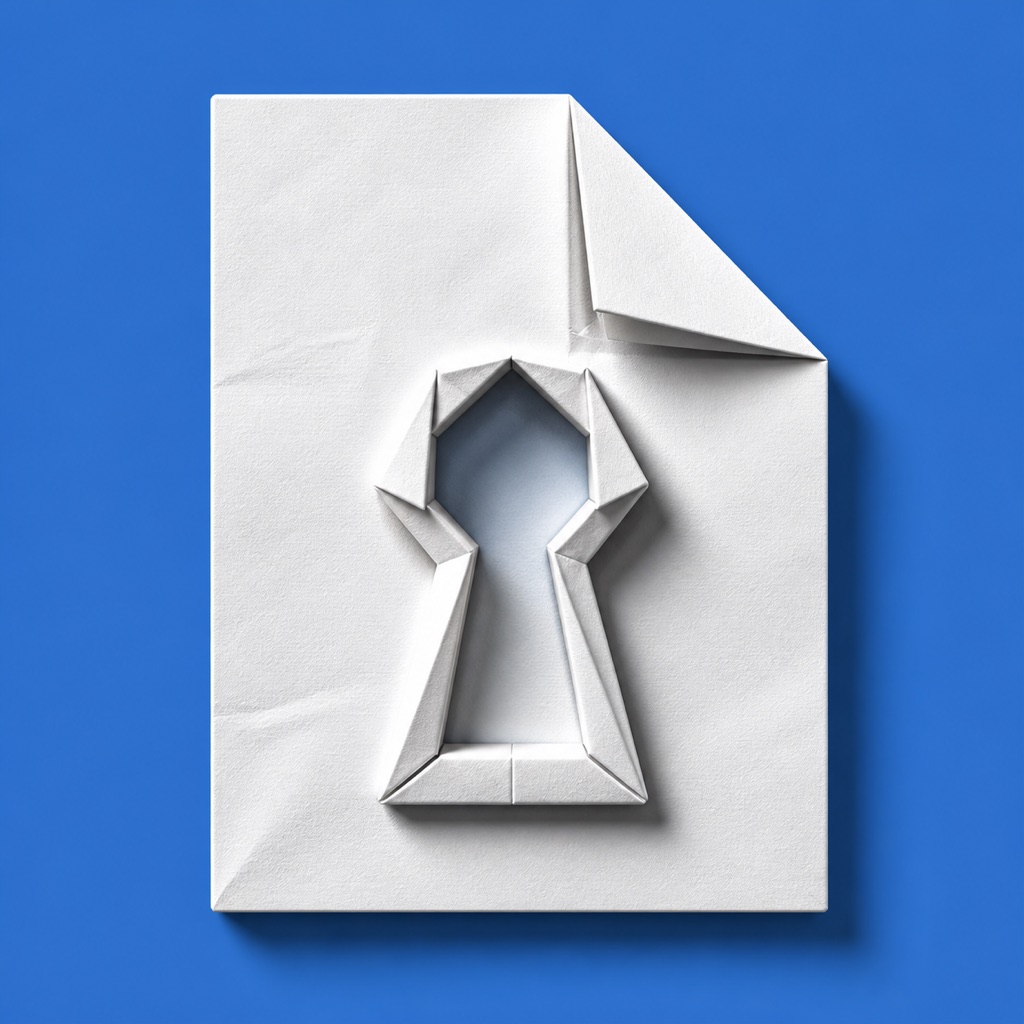 The PaperGuard mark: a folded sheet of paper with a keyhole cut into it